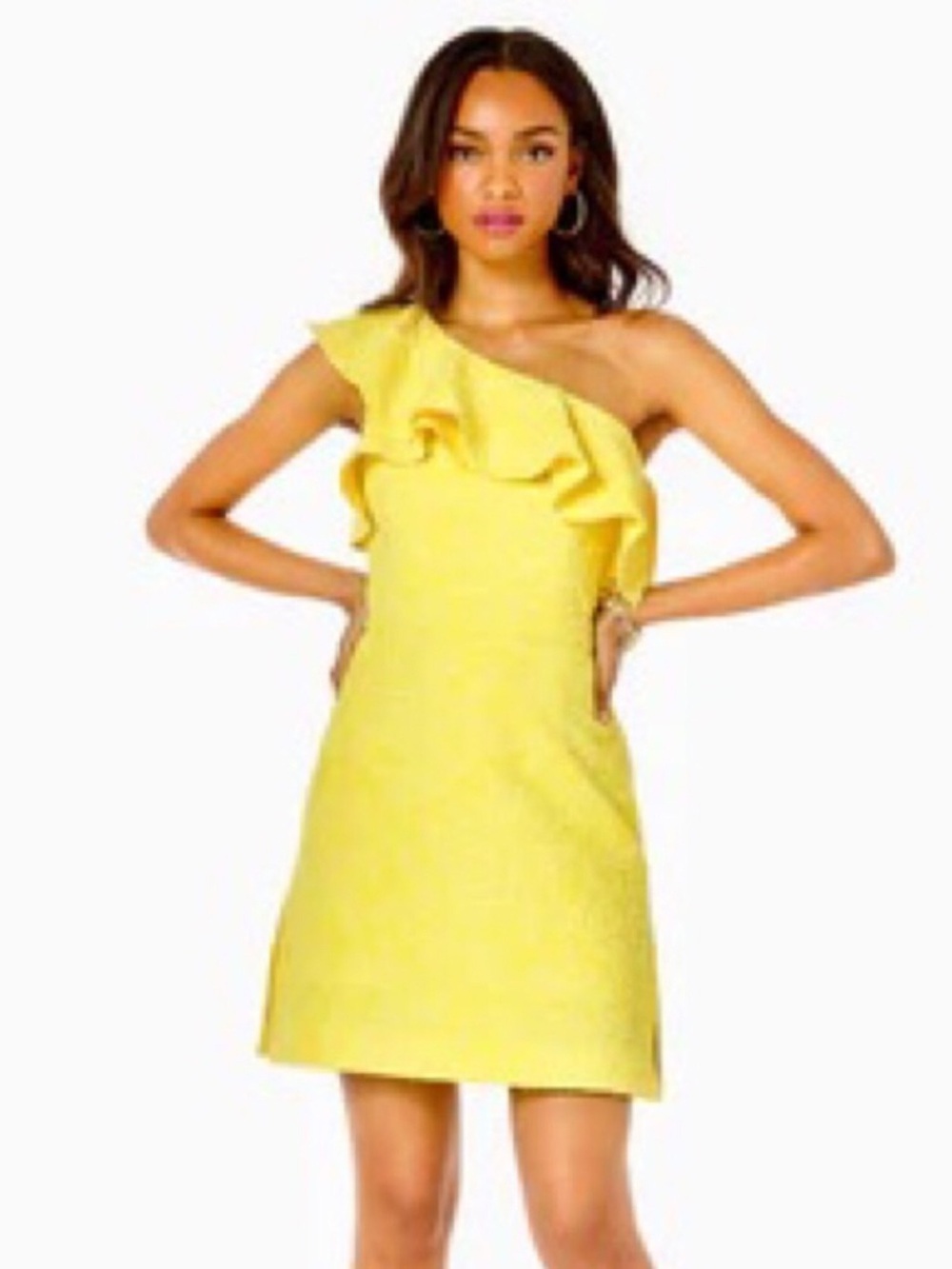 Lilly Pulitzer yellow Kipton one shoulder Romper size 4